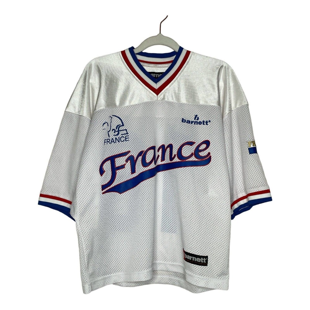 Barnett Medium Mens White Short Sleeve V Neck Pullover Football Jersey